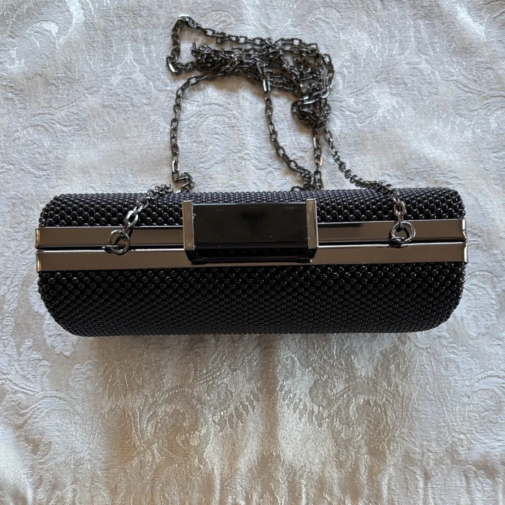 Black Beaded Clutch by Jessica McClintock